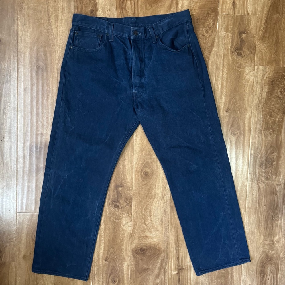 Levi's 501 Men's Jeans, Dark Blue, Straight Leg, Button Fly, Denim